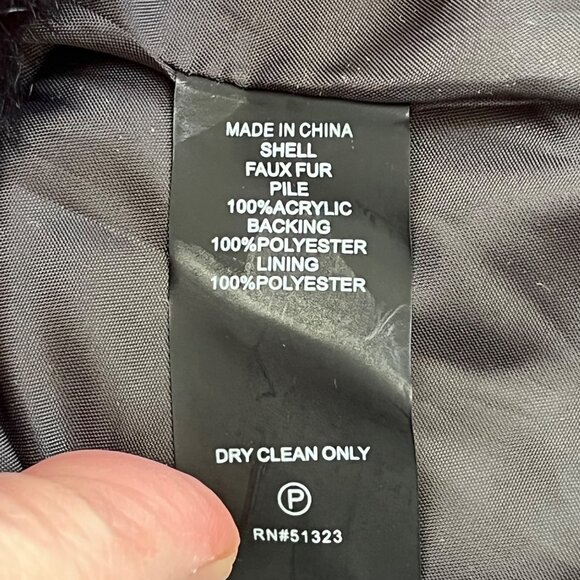 Vince Camuto Womens Black Faux Mink Fur Cape Shrug  Maximalist Money Size M‎ - Picture 7 of 8